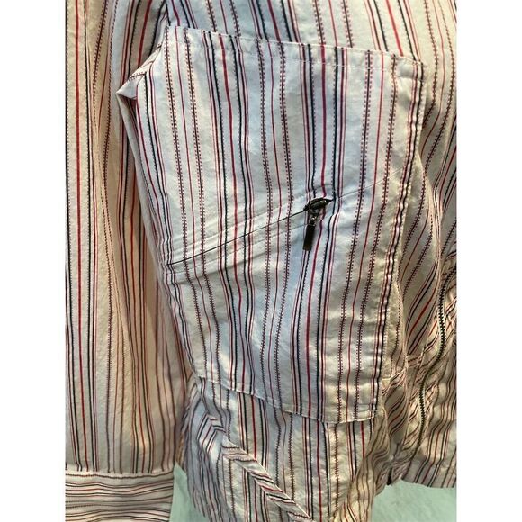 Bandolino Women's Striped Zippered Blouse Multicolor Size L Casual - Picture 4 of 11